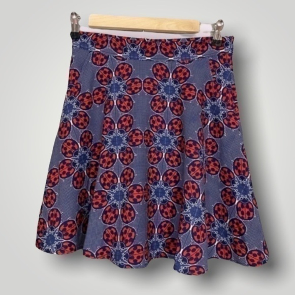 ModCloth Whimsical Ambitions Skater ladybug skirt in red and blue bug print